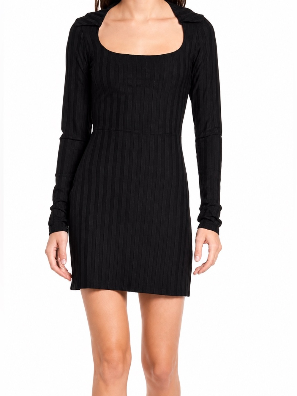 Reformation Vittoria black ribbed dress, small